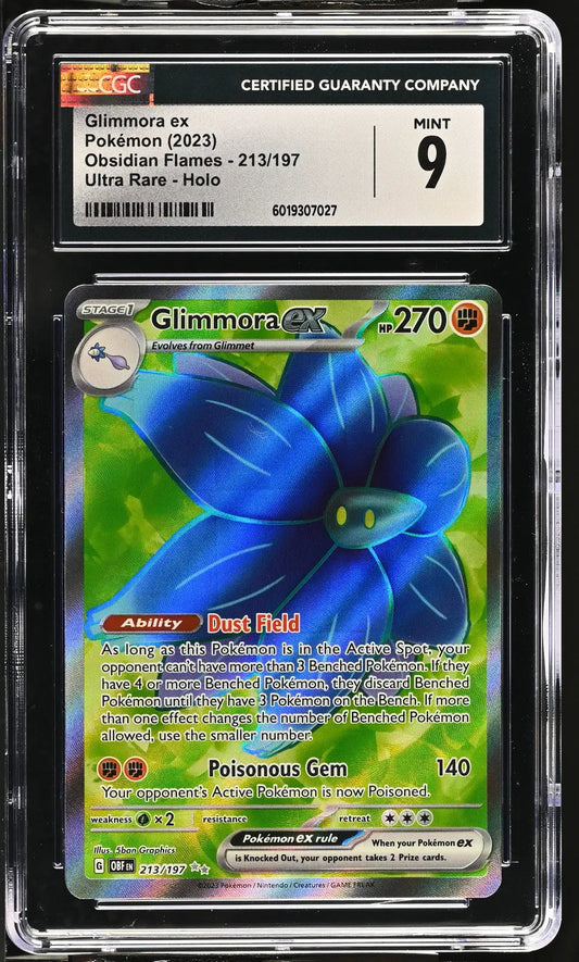 Graded Glimmora ex Pokémon card English CGC 9 from Pokémon Obsidian Flames trading cards