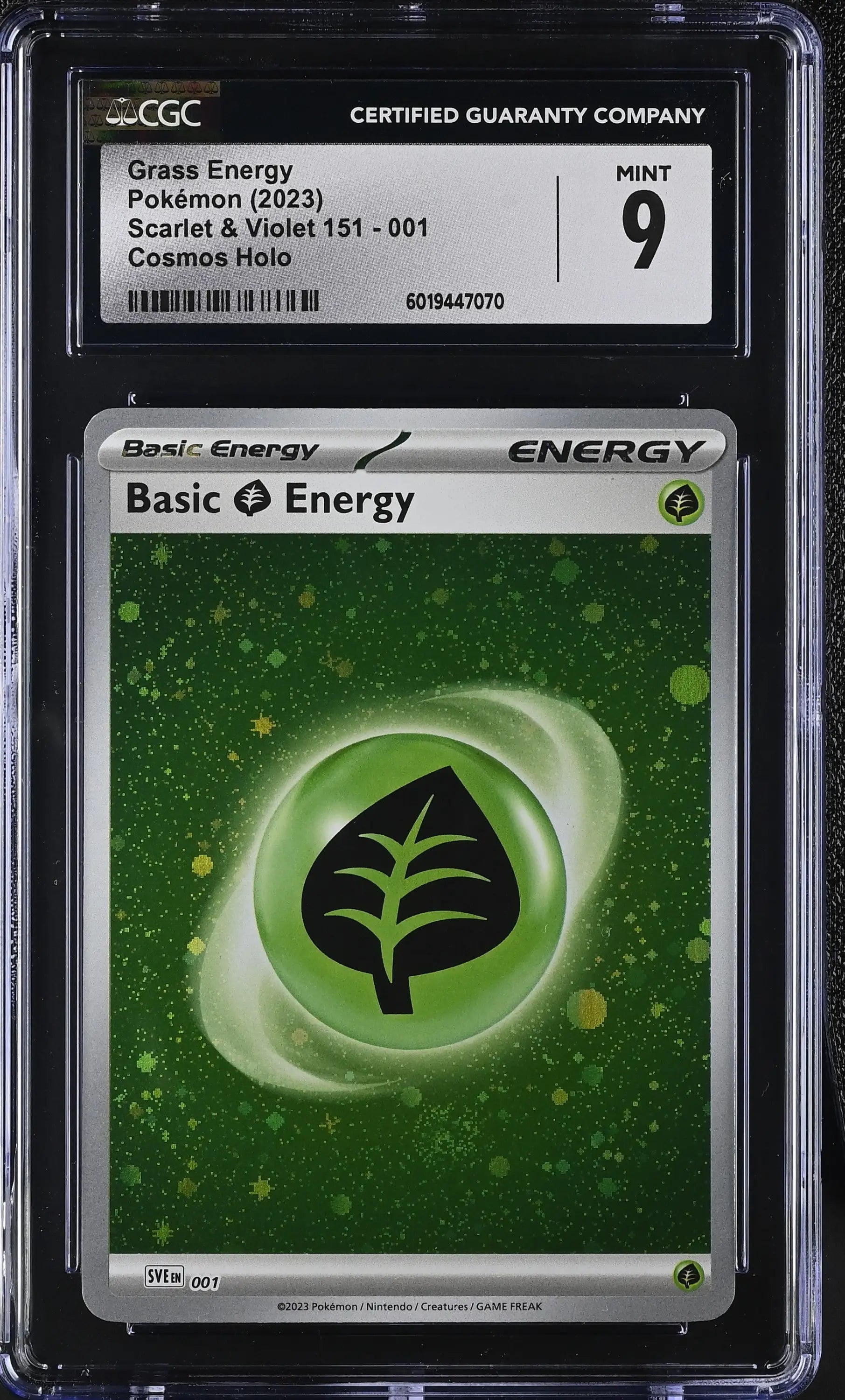 Graded Grass Energy Pokémon card, English CGC 9 from Scarlet & Violet 151 trading cards