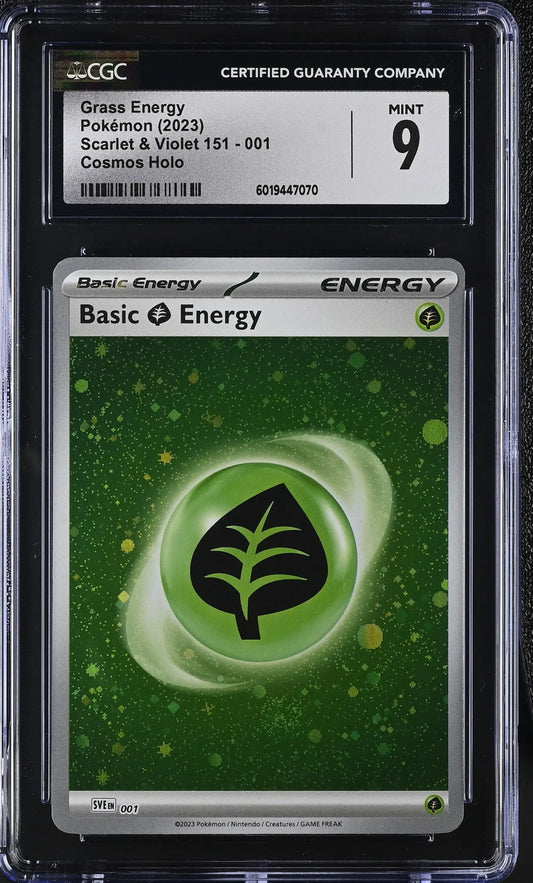Graded Grass Energy Pokémon card, English CGC 9 from Scarlet & Violet 151 trading cards
