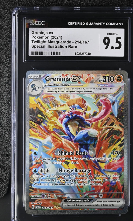 Graded Greninja ex Pokémon card Twilight Masquerade CGC 9.5 Mint+