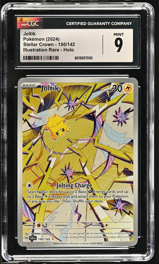 Graded Joltik Pokémon card from English CGC 9 2024 Pokémon Stellar Crown collection