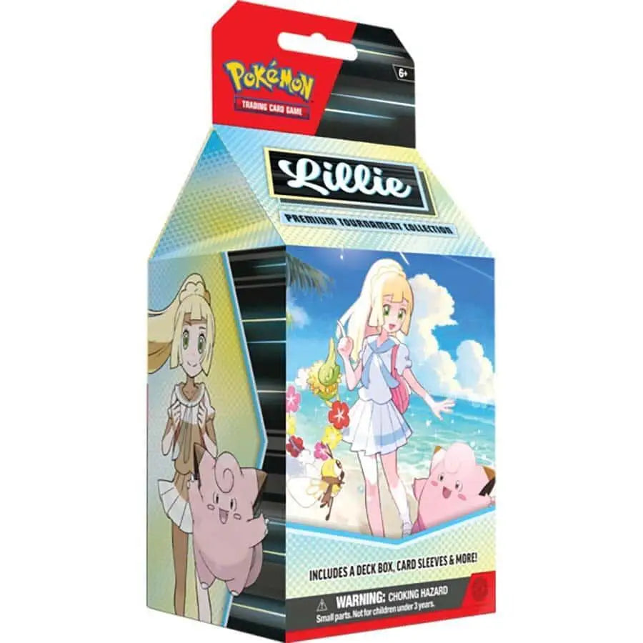 Pokémon TCG featuring Lillie premium tournament collection box with foil promo card