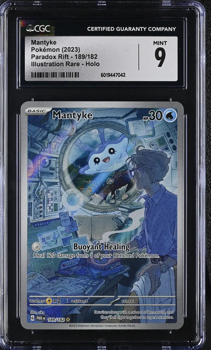 Graded Mantyke Pokémon card in English CGC 9 from 2023 Pokémon Paradox Rift set