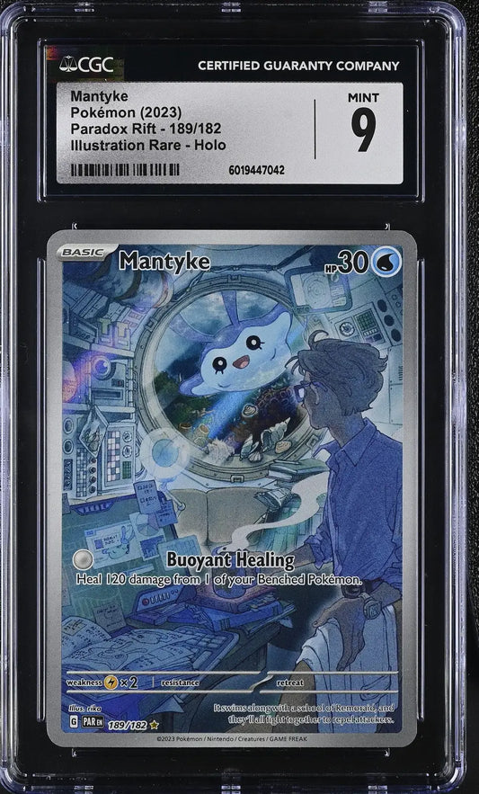Graded Mantyke Pokémon card in English CGC 9 from 2023 Pokémon Paradox Rift set