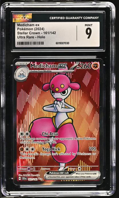 Graded Medicham ex English CGC 9 trading card from Pokémon Stellar Crown 2024