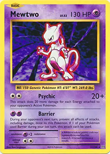 Pokemon Mewtwo card from XY Evolutions set displayed in product listing