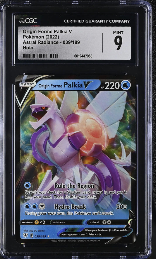 Graded Origin Forme Palkia V Pokémon card from Astral Radiance CGC 9 collectible