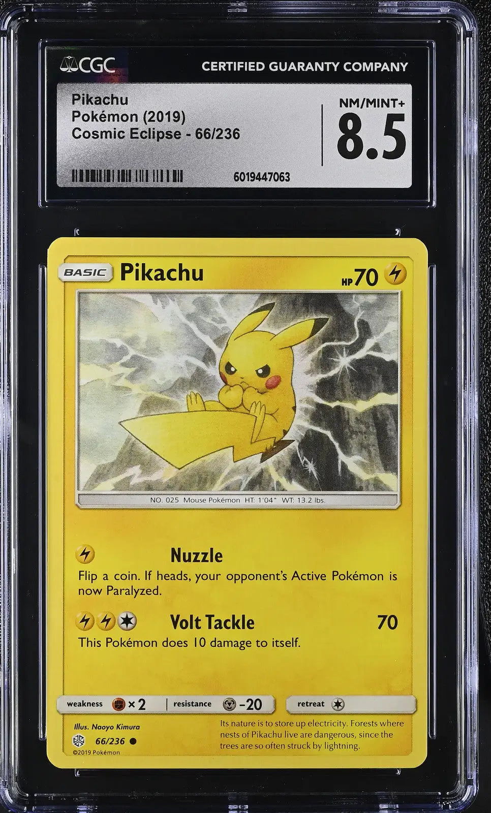 English CGC Pokémon Pikachu Cosmic Eclipse trading card graded 8.5 NM/MINT+