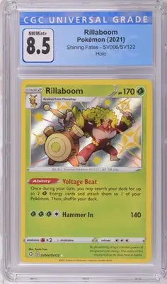 CGC-graded Rillaboom Pokémon card SV006 SV122 English 8.5 NM/Mint+ from Shining Fates