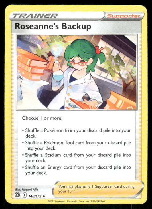 Collectible Pokémon Trading Card Game trainer card from Pokemon Roseanne’s Backup 148/172 2022 Brilliant Stars