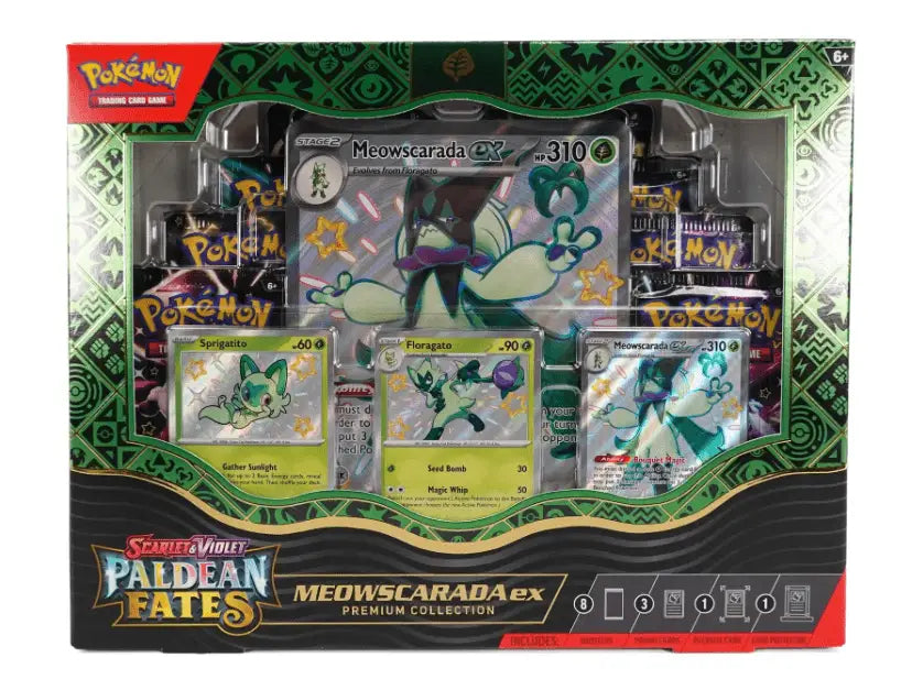 Pokemon Scarlet & Violet: Paldean Fates Premium Collection ex Box MEOWSCARADA or QUAQUAVAL - Sports Card Hobby Boxes