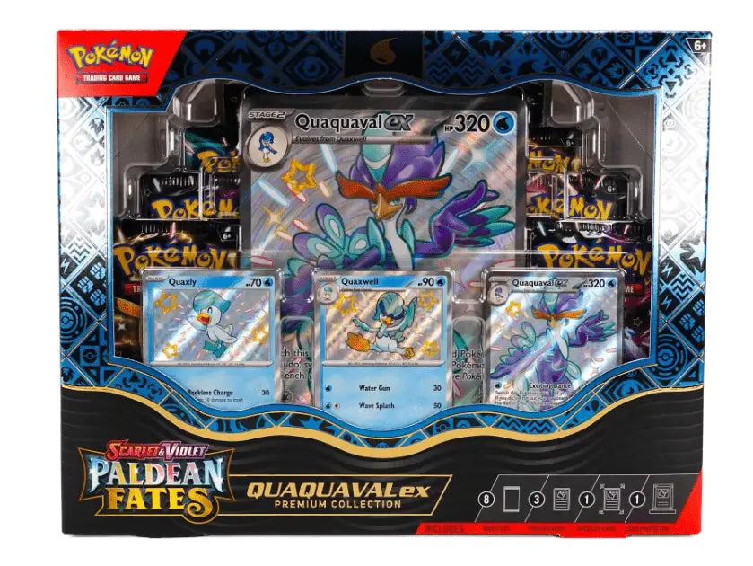 Pokemon Scarlet & Violet: Paldean Fates Premium Collection ex Box MEOWSCARADA or QUAQUAVAL - Sports Card Hobby Boxes