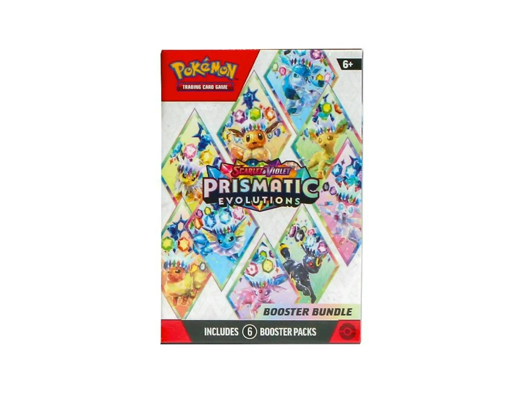 Pokemon Scarlet & Violet Prismatic Evolutions booster bundle showcasing collectible cards