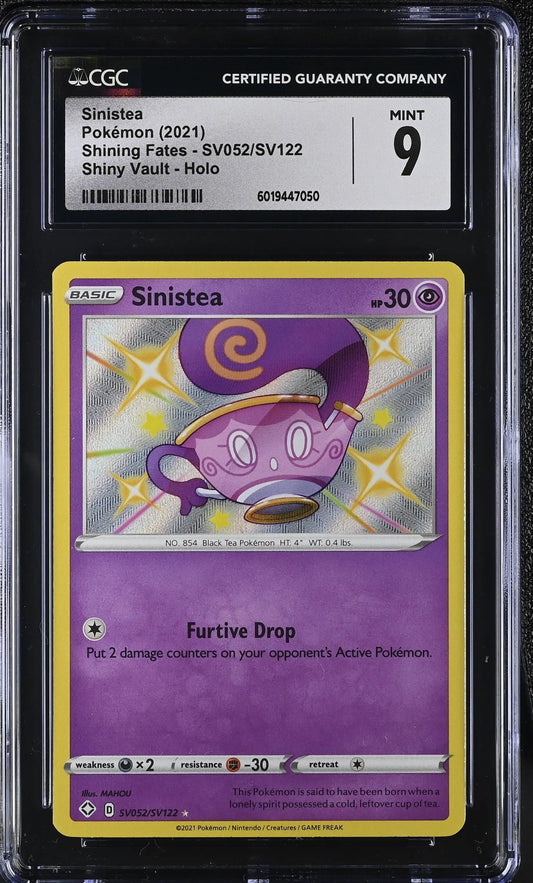 CGC-graded Sinistea Pokémon card from Pokémon Shining Fates SV052/SV122 English release