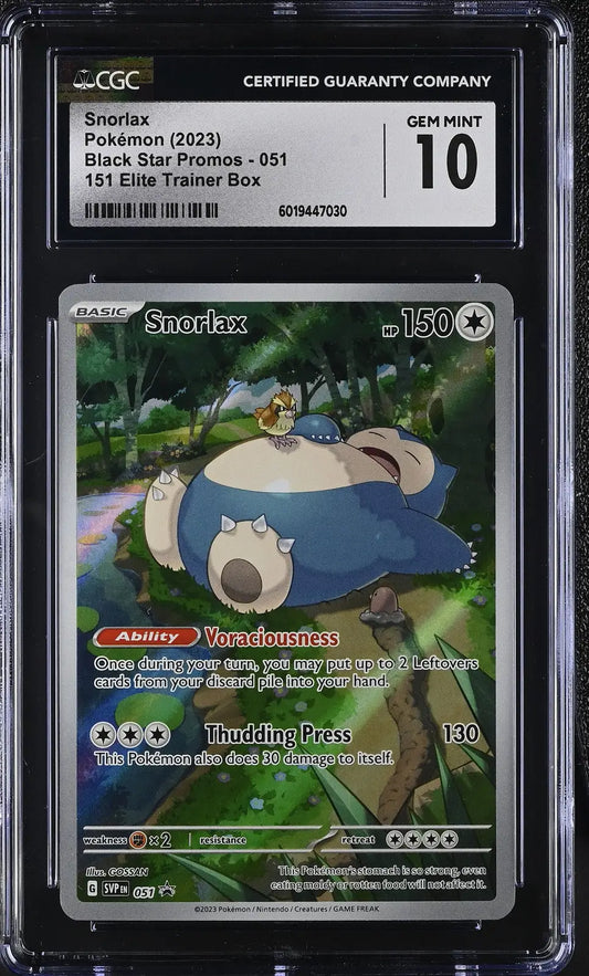 Graded Snorlax Pokémon card English CGC 10 from 2023 Black Star Promos trading cards