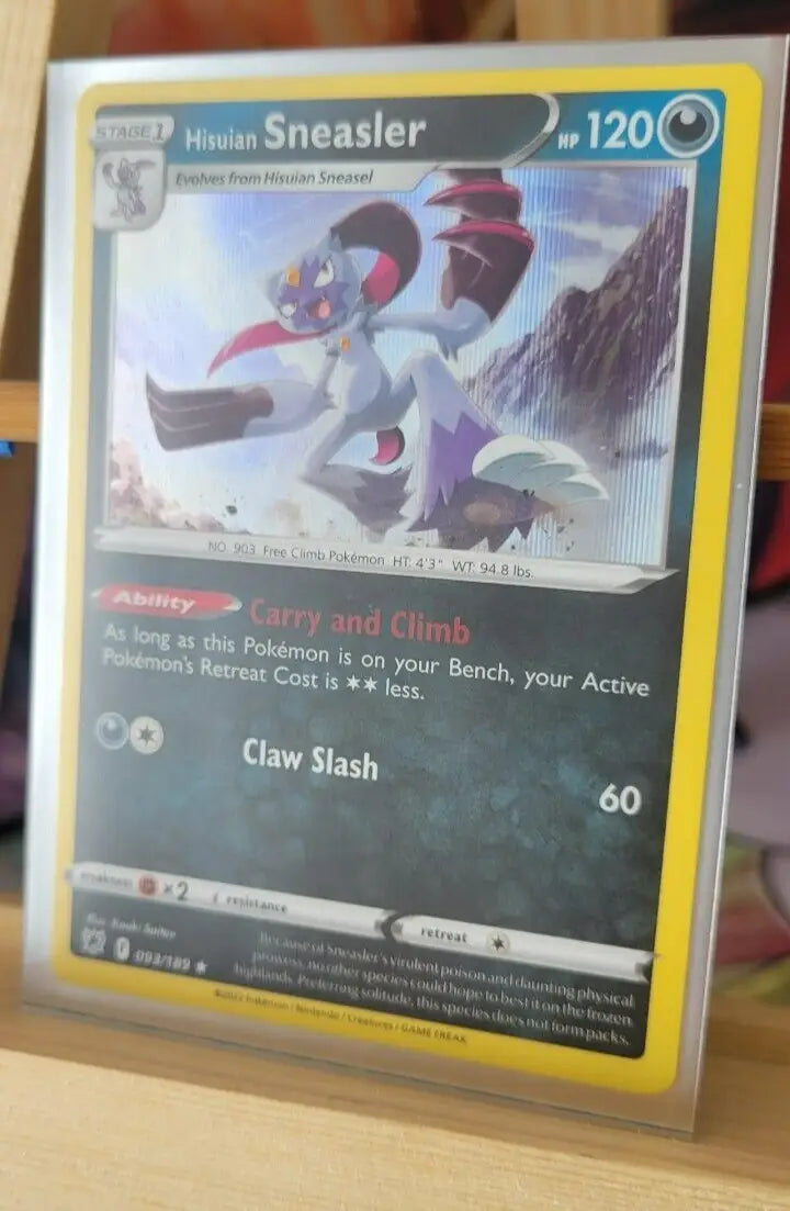 Hisuian Sneasler Pokémon TCG Card featuring card Hisuian Sneasler 93/189 artwork