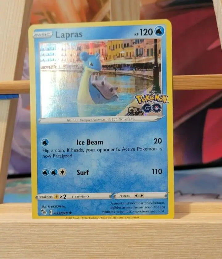Lapras Pokémon TCG card 23/78 showcasing vibrant artwork and stats for collectors