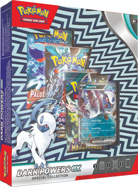 Dark Powers GX Special Collection Box featuring Absol and a foil card from Pokémon TCG
