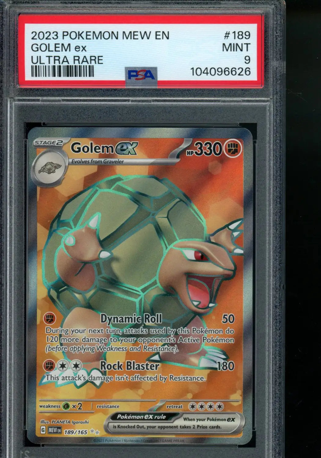 Pokemon TCG Golem EX ultra rare PSA 9 card from 2023, highly collectible Pokémon TCG card