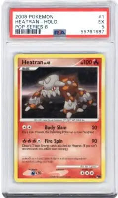 Graded TCG Heatran Pokémon card from Serbian Pop Series 8 displayed