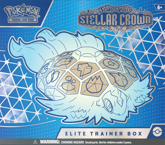 Pokémon TCG Scarlet & Violet Stellar Crown Elite Trainer Box with cards and accessories