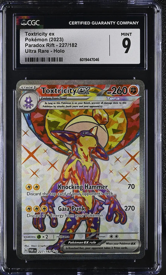 Graded Toxtricity ex Pokémon card in English CGC 9 from Paradox Rift trading cards