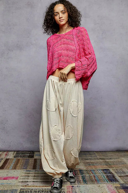 POL Cropped Hooded Knit Top with Full Sleeves