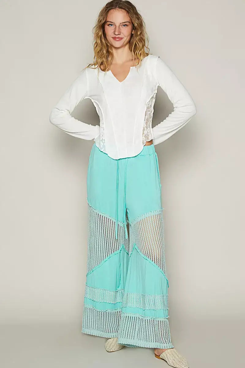POL Drawstring Elastic Waistband Wide-Leg Pants - Wide-Leg Pants