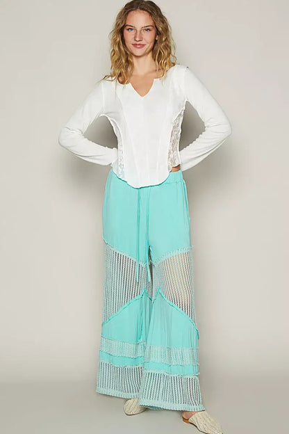 POL Drawstring Elastic Waistband Wide-Leg Pants - Wide-Leg Pants