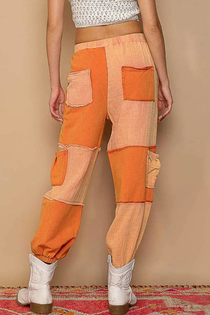 POL Drawstring Pocketed Contrast Jogger Pants - Jogger Pants