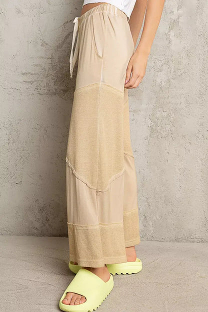 POL Elastic Waistband Wide Leg Pants with Drawstring - Wide Leg Pants with Drawstring