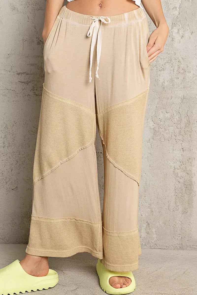 POL Elastic Waistband Wide Leg Pants with Drawstring - Wide Leg Pants with Drawstring