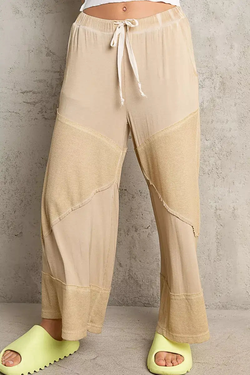 POL Elastic Waistband Wide Leg Pants with Drawstring - Wide Leg Pants with Drawstring