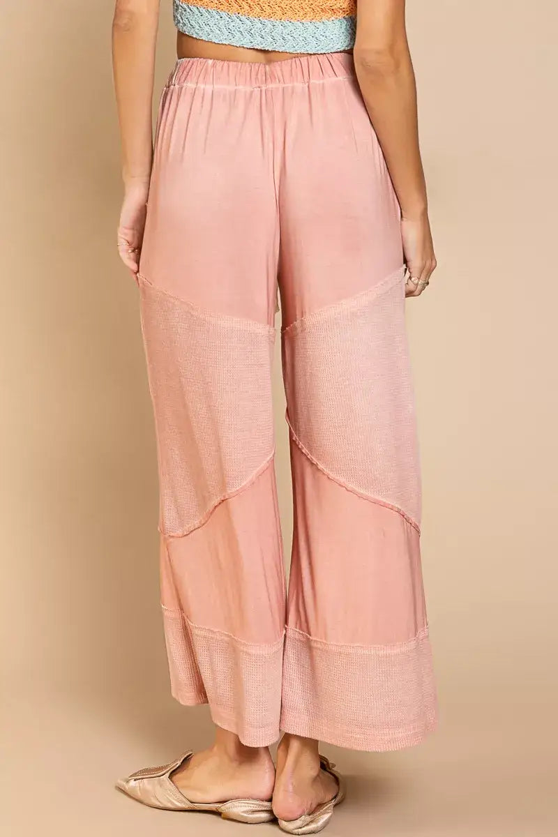 POL Elastic Waistband Wide Leg Pants with Drawstring - Wide Leg Pants