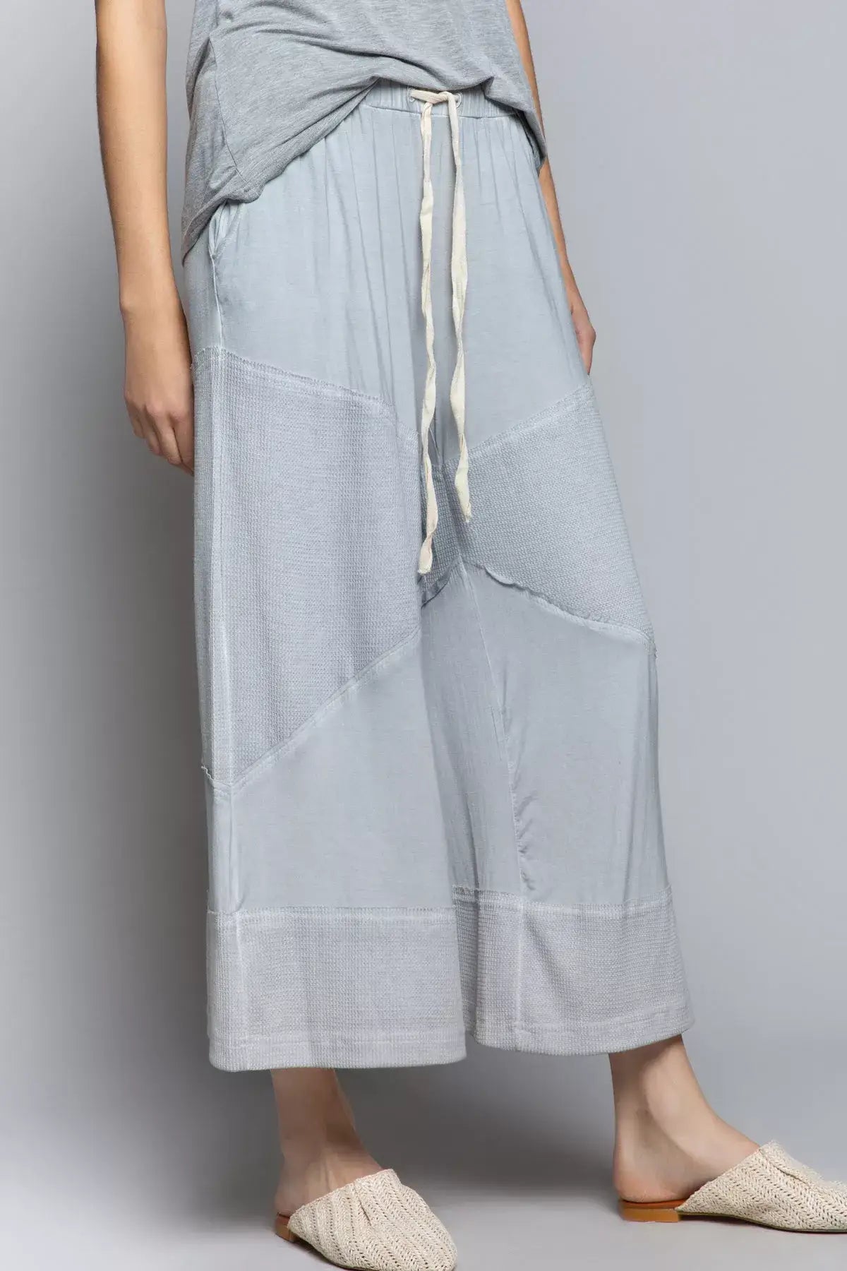 POL Elastic Waistband Wide Leg Pants with Drawstring - Leg Pants with Drawstring