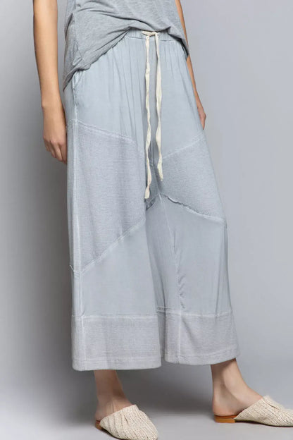 POL Elastic Waistband Wide Leg Pants with Drawstring - Leg Pants with Drawstring