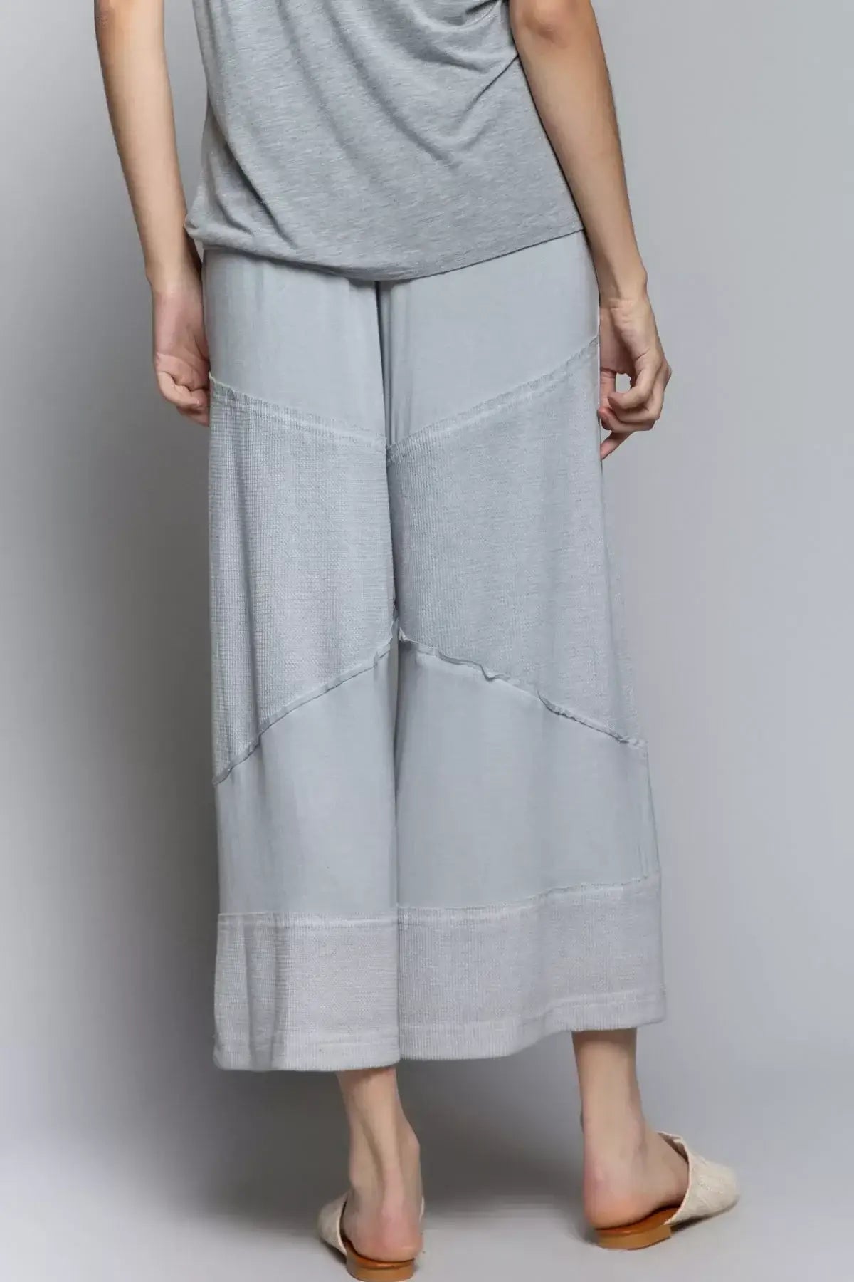 POL Elastic Waistband Wide Leg Pants with Drawstring - Leg Pants with Drawstring
