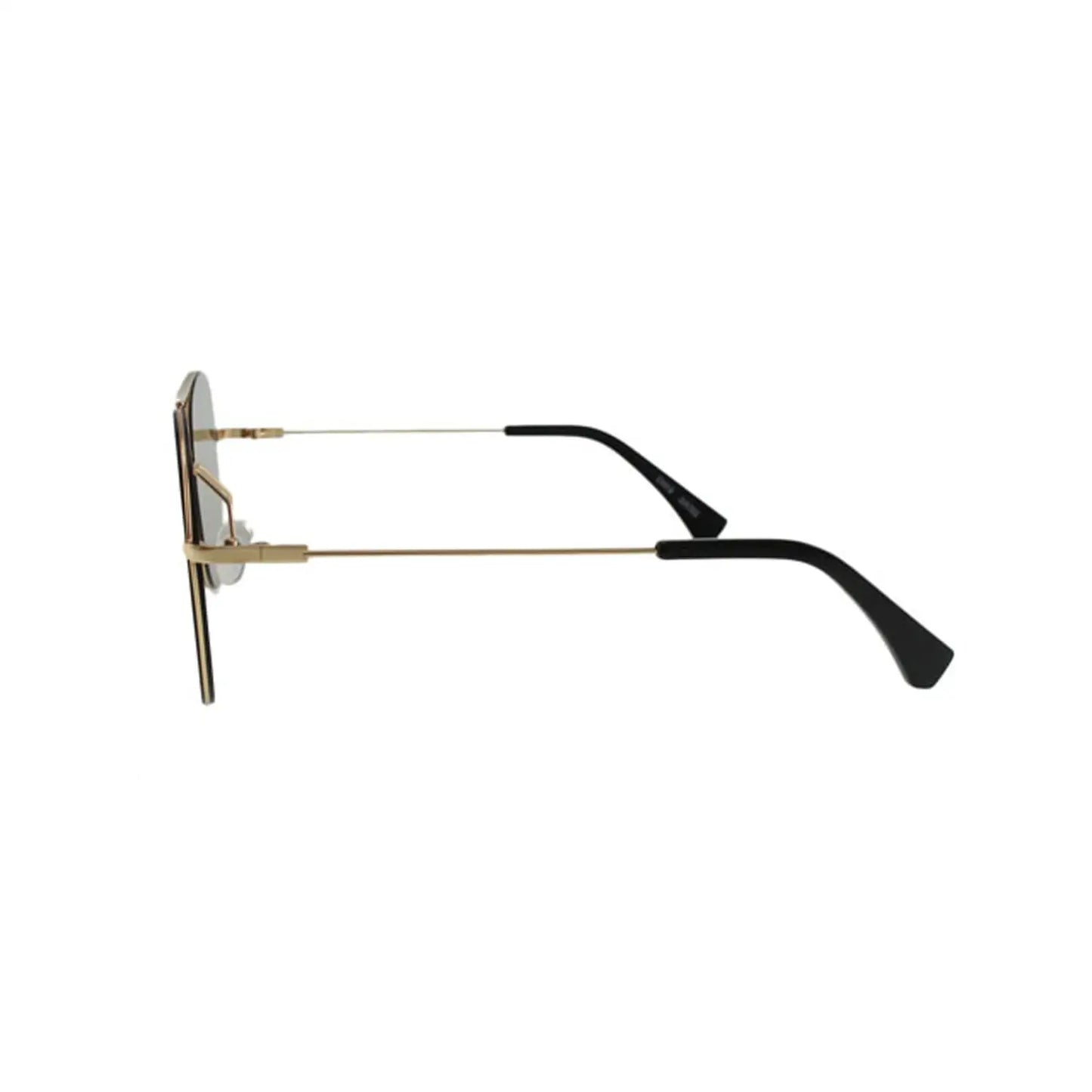 Polarized mirrored metal frame sunglasses with gold aviator-style design and black temple tips