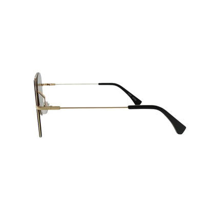 Polarized mirrored metal frame sunglasses with gold aviator-style design and black temple tips