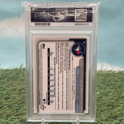 Graded Vladimir Guerrero Jr. baseball card featuring orange refractor from Bowman’s Chrome series