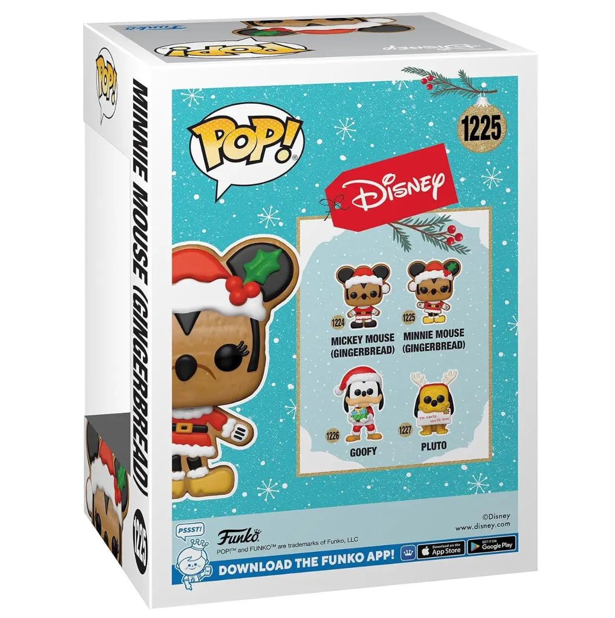 Funko Pop Disney Holiday Gingerbread Minnie Mouse collectible figure box with Mickey Mouse