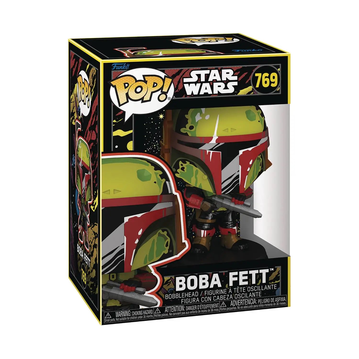 Star Wars Boba Fett Retro Funko Pop figure in box for collectible enthusiasts