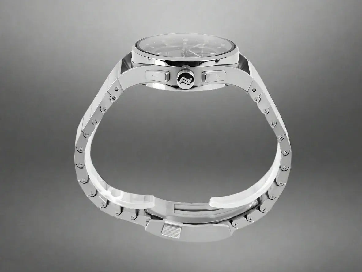 Silver-tone Porsche Design 1919 Automatic Watch with chronograph and metal link bracelet