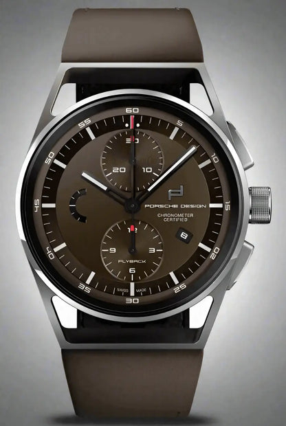 Porsche Design 1919 brown Chronotimer Flyback automatic watch with rubber strap