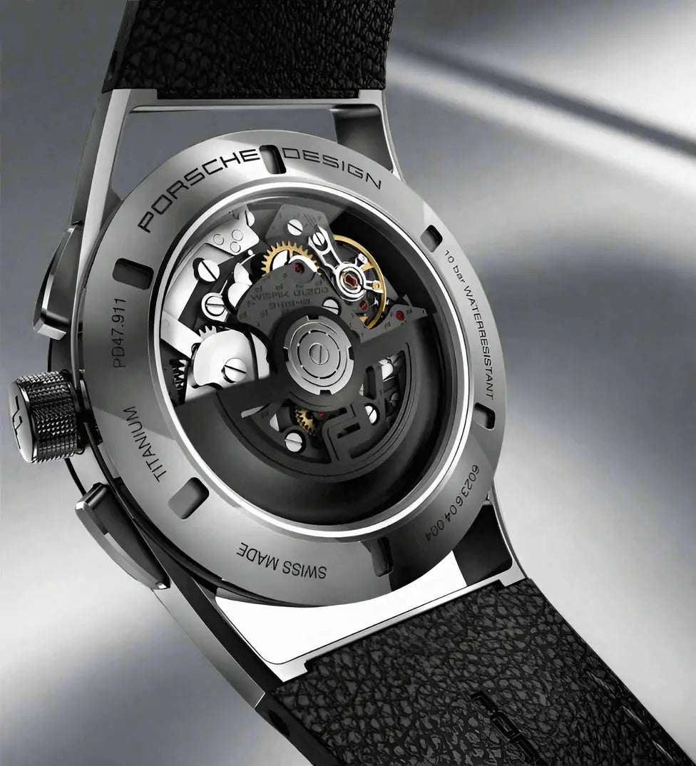Porsche Design Chronotimer Flyback Automatic watch with titanium case and black textured strap