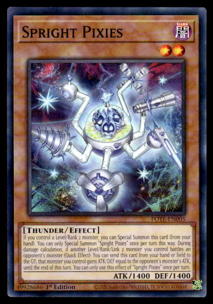 Mechanical fairy-like Spright Pixies with glowing orbs and electric energy for POTE-EN005