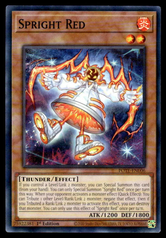 Glowing orange Spirit Bell with wings and energy from POTE-EN006 Spright Red card