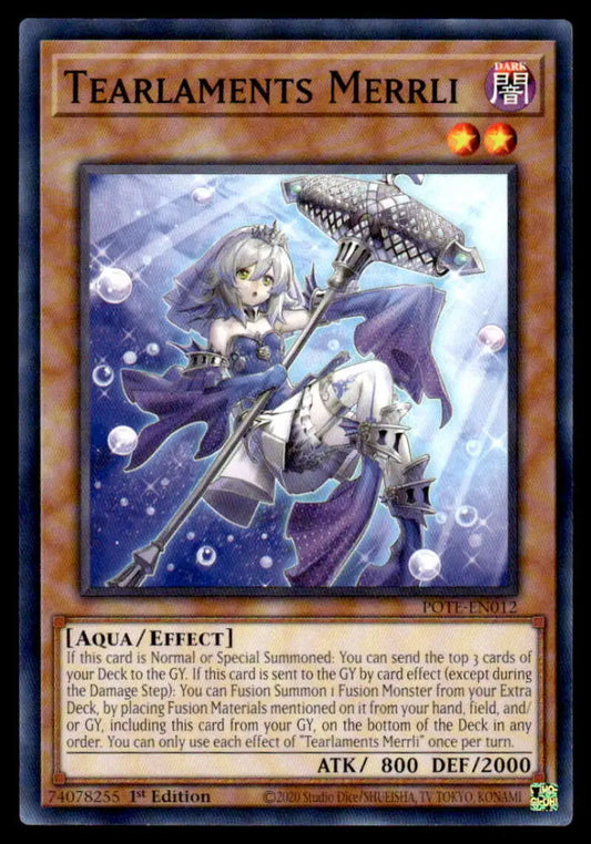 Yu-Gi-Oh Trading Card featuring Tearlaments Merrli in a gothic dress with a parasol