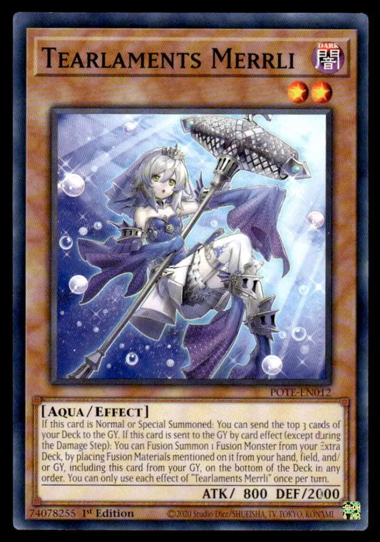 Underwater-themed Tearlaments Merrli card with silver hair and parasol from Power of the Elements