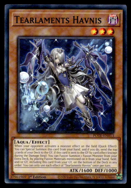 Yu-Gi-Oh trading card Power of the Elements POTE-EN013 Tearlaments Havnis warrior art